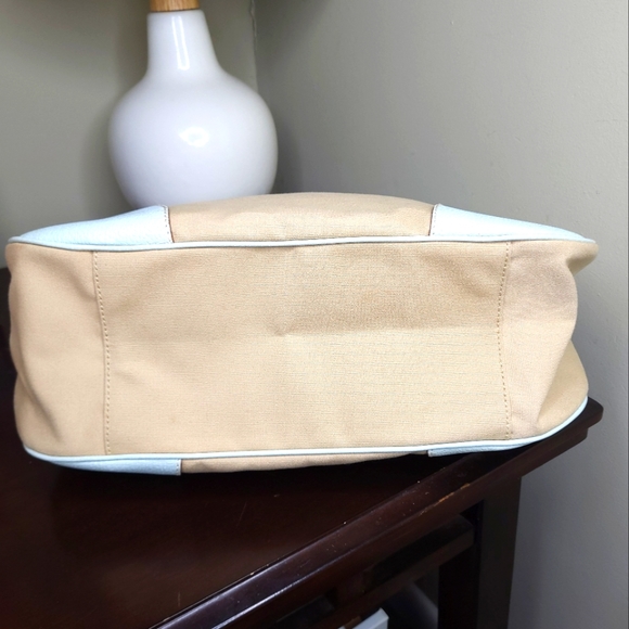 Prada Canapa Moon Shoulder Bag, Blue and Beige - Picture 6 of 13